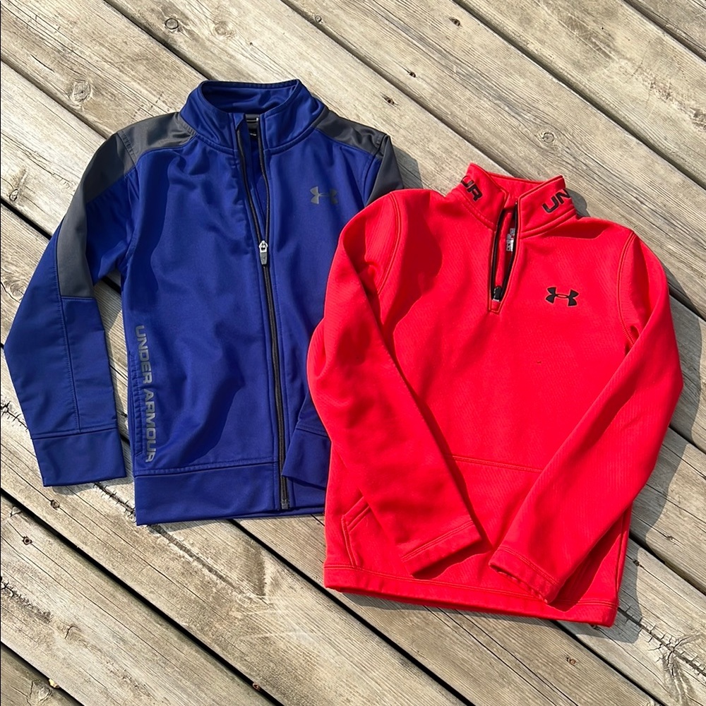 Under Armour Blue and Red Zip-Up Jackets
